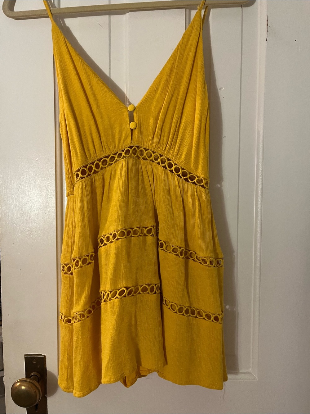 Showpo Mustard Yellow V-Neck Tiered Romper - fully lined